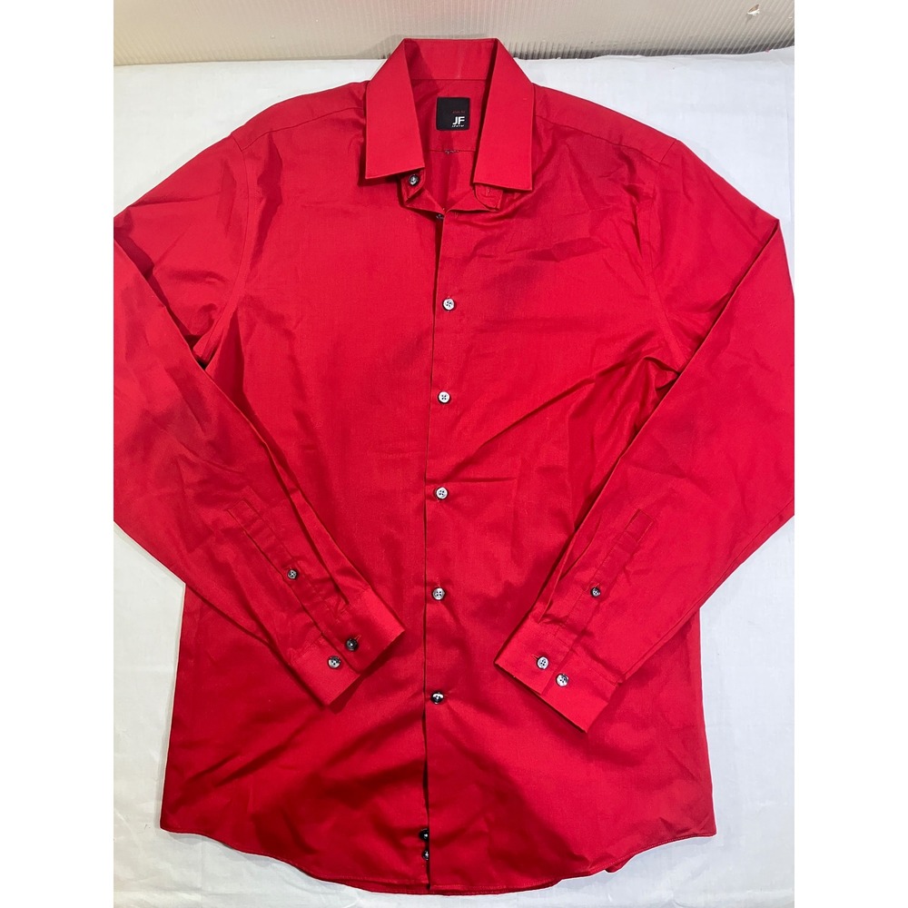 J. Ferrar Mens Slim Fit Long Sleeve Button Up Dress Shirt Red Solid 75600-7‎